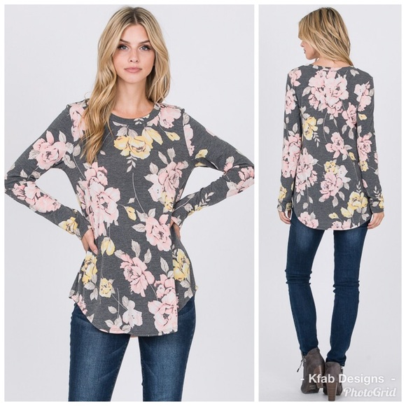 🛍LAST 1! Charcoal Floral Super Soft Tunic - Picture 7 of 8